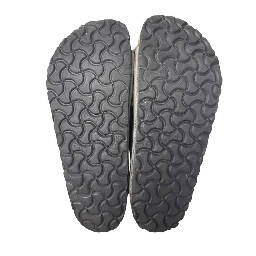 Birkenstock Arizona Shearling Sandals Womens 38 Gray Suede Double Strap Comfort
